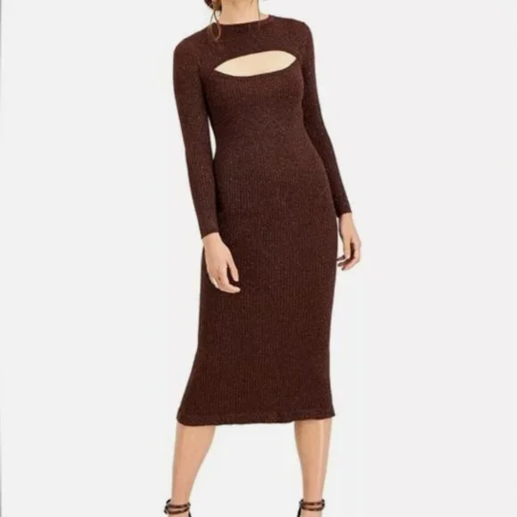 NWOT LUCY PARIS Carolyn Brown Glitter Fall Dress Small - Picture 3 of 5